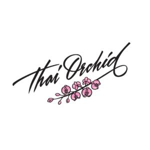 The logo of Thai Orchid, the logo has pink flowers blossoming on a branch underneath the text. Thai Orchid is one of the Asian businesses that won an award in Chippewa Valley. More notably, won 5 awards.